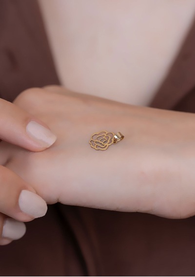 14 Ayar Altın Soft Gül Kolye Ucu Sarı Altın