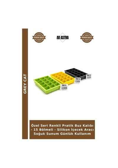 Özel Seri Renkli Pratik Buz Kalıbı - 15 Bölmeli - Silikon İçecek Aracı Soğuk Sunum Günlük Kullanım Çok Renkli