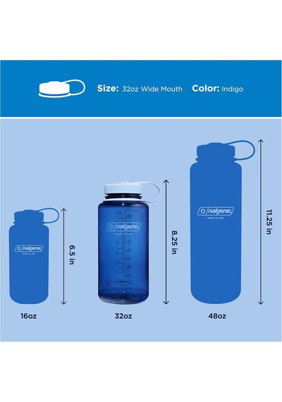Nalgene Su Şişesi 'wh Sustain' -1 L Çivit Mavisi Su Şişesi, 32oz Çok Renkli