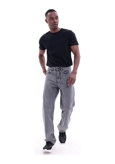 Freemen Erkek Baggy Bol Kesim Kot Pantolon Gri