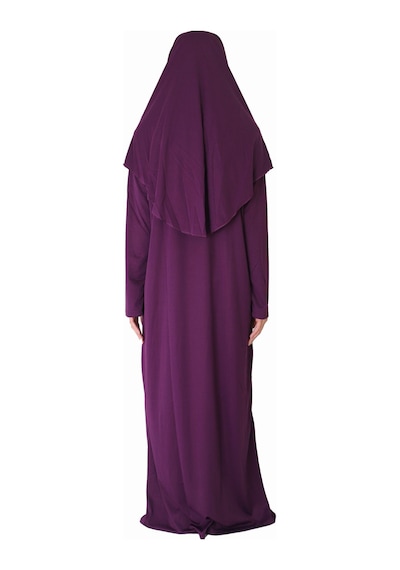 Zehranaz Namaz Elbisesi Koyu Mürdüm Fermuarlı Namaz Elbisesi Koyu Mürdüm