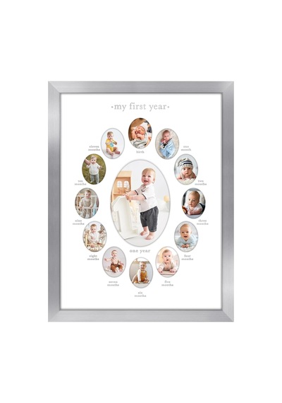 Kırılmaya Dayanıklı Camlı 12x16 Birinci Yıl Fotoğraf Çerçevesi - On İki 2x3 Fotoğraf ve Bir 5x7 Resme Uyar - Kreş Dekoru, Yeni Doğan Anne Hediyesi Veya Bebek Partisi İçin Kolaj Çerçevesi Çok Renkli