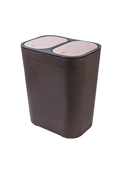 Dış Mekan Geri Dönüşüm Kutusu, Çöp Kovası Çöp Kovası Kuru Ve Islak Ayırma Çöp Kovası Kapaklı Ev Mutfak Çift Namlu Plastik Kova Çöp Kovası Geri Dönüşüm Kutusu, Kahverengi, Beyaz Kahverengi