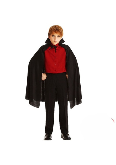 Lunaev Siyah Yakalı Pelerin - Vampir Pelerin - Dracula Pelerin 90 Cm Parti Kostümü