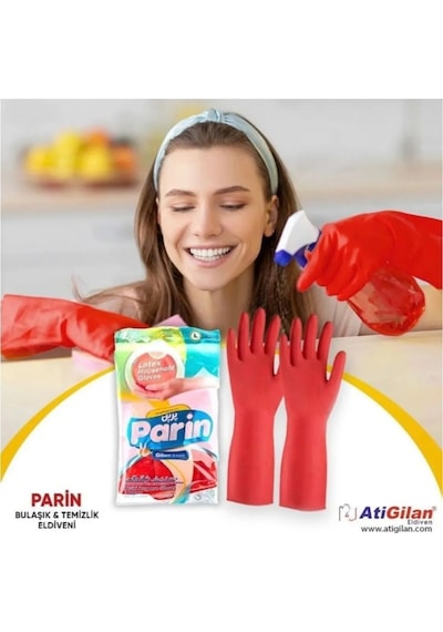 Parin Kısa Konçlu Temizlik Ve Bulaşık Eldiveni 12'li