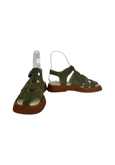 Kemal Tanca 862 M-609 Kadın Hakiki Deri Sandalet Yeşil