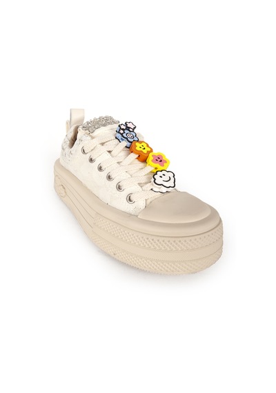 Scootland Kadın Sneaker Yüksek Taban Bağcıklı Günlük Ayakkabı 19000 Bej Null Bej