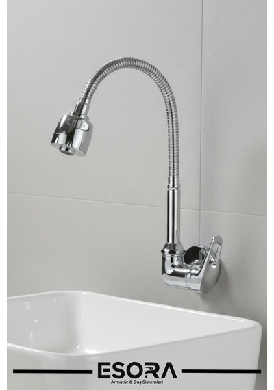 Duvardan Tek Su Çıkışlı Yağmurlama Fonksiyonlu Banyo Ve Mutfak Bataryası Krom