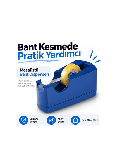 Mavi Masaüstü Bant Dispenseri Bant Kesici Aparat 1