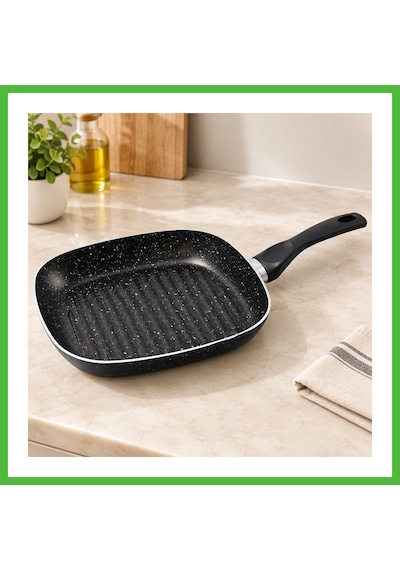 Vaveni Granit Kaplamalı Tek Saplı Grill Tava Arz