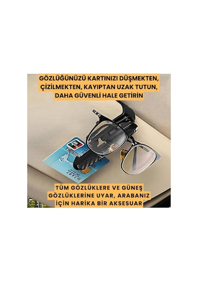 Coofbe Klipsli 180 Derece Döner Klipsli Araç İçi Gözlük Tutucu Kart Tutucu Oto Araç Gözlük Tutacagi Genel
