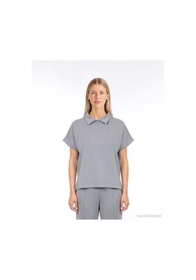 Yargıcı Fermuar Detaylı Kısa Kol Sweatshirt 26kksw9011l 005 Gri