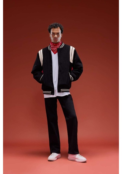 Defacto Su Geçirmez Regular Fit Kolej Yaka Bomber Çıtçıtlı İç Cepli Mont E9245ax25wnbk27 Siyah