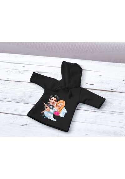 Bk Gift Kişiye Özel Sevgililer Karikatürlü Mini Siyah İçki Şişesi Tişörtü , Ev Bar Dekoru, Viski, Şarap, Votka, Rakı Şişesi Tişörtü, Ev Barı-9