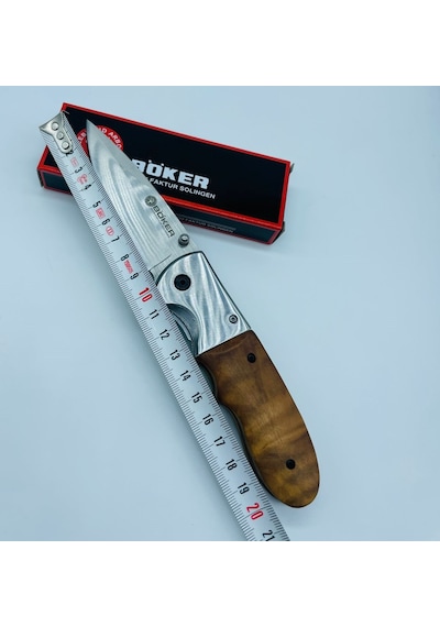 Böker Marka Ahşapkasa Metal Kamp Bıçak Yandanaçma Kamp Çakı //21cm-b21 Açık Kahverengi