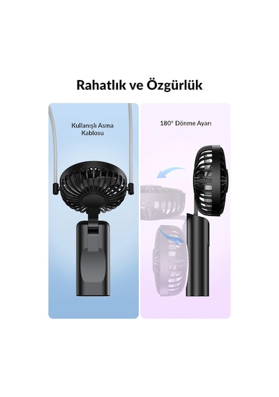 Warmco K38 Ekranlı 4 Kademeli El Vantilatörü 2400mah Şarjlı Taşınabilir Katlanabilir Standlı Boyun Askılı Soğutucu Fan Pembe