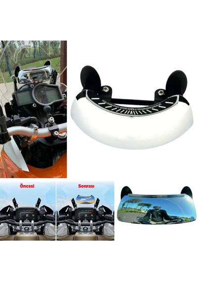 Carub Ayna Motosiklet Ön Cam Üstü 180 Derece Panoramik Görüş Geniş Ayarlanabilir Salınım Açı Kör Nokta Aynası Tekli Br0221270