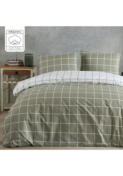 %100 Pamuklu Tek Kişilik Nevresim Takımı 160x220 2 Yastık Kılıflı Lastikli Çarşaflı 120x200+30 Zeytin Yeşili