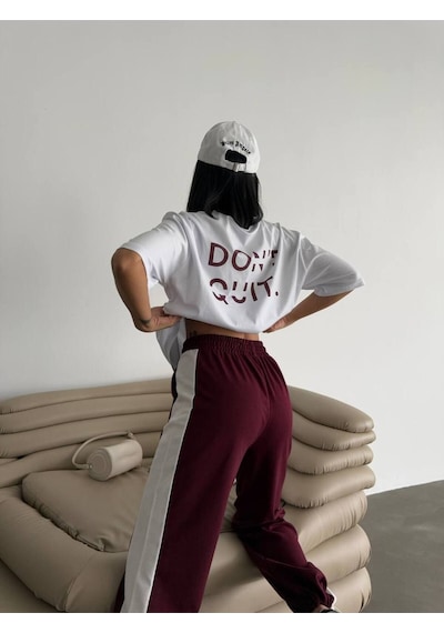 Rawea Oversize Unisex Eşofman Takımı - Dijital Baskılı, Pamuklu & Rahat Bordo