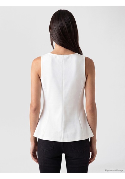 Lcw Everyday Beyaz Bisiklet Yaka Peplum Bluz