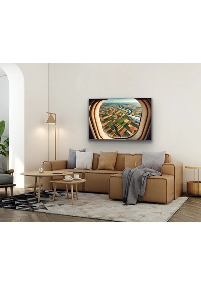 Uçak Penceresi Manzara Kanvas Tablo 100x160cm Çok Renkli