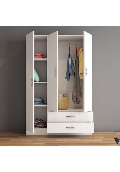 tanmob 3 Kapılı Iki Çekmeceli Geniş Gardrop Beyaz - Grd0501 tanmob 3 Kapılı Iki Çekmeceli Geniş Gardrop Beyaz - Grd0501