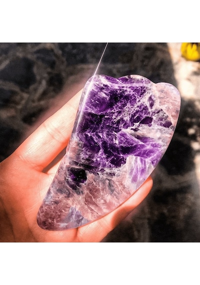Efsoon Organics Doğal Taş Roller Ametist Gua Sha Kaz Ayaklı Masaj Aleti