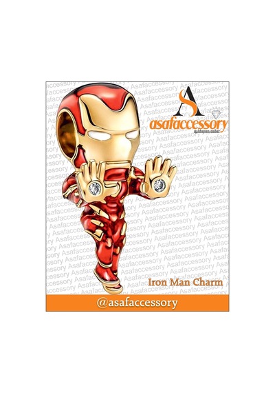 İron Man Charm Gümüş Kaplama Kırmızı