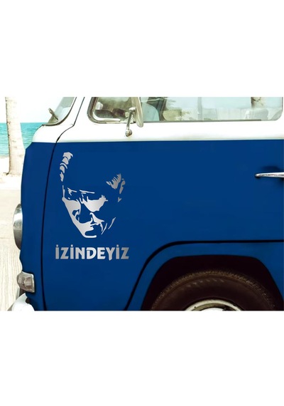 Atam İzindeyiz Atatürk Silüet Sticker - Araba Oto Motosiklet Karavan Cam Sticker - 00235 60X41 Cm