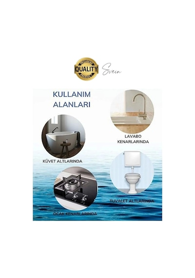 Premium Gri Ocak Tezgah Kenarı Banyo Mutfak Sızdırmaz Bant Su Geçirmez Küfe Dayanıklı 3,2 Mt 2 Adet