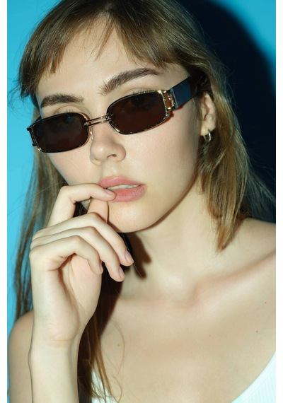 Retro Unısex Gold Çerçeveli Kahverengi Mat Cam Güneş Gözlüğü Çok Renkli