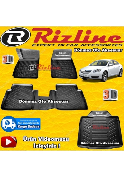 Opel Insignia 3D Paspas+Bagaj Havuz Siyah 2007-2016 Arası Rizline N11.7905