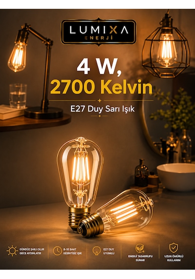 4w Rustik Led Ampul E27 Duy Amber- 2700 K