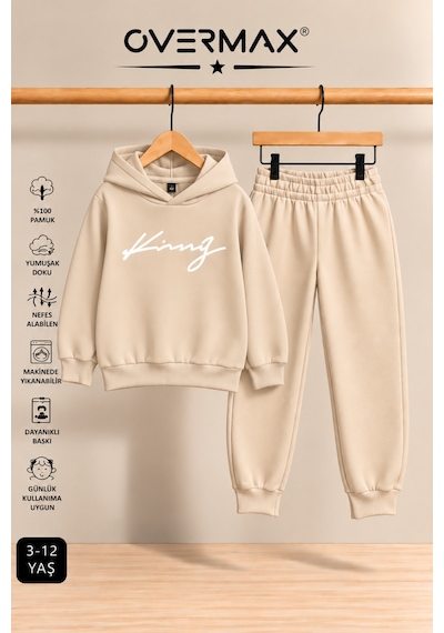 Overmax Italik King Baskılı Kapüşonlu Sweatshirt Eşofman Takımı 3-12 Yaş Bej-bej - 923241758 Bej-bej Overmax Italik King Baskılı Kapüşonlu Sweatshirt Eşofman Takımı 3-12 Yaş Bej-bej - 923241758 Bej-bej