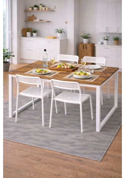 5'li Mutfak Masa Takımı, 4 Sandalye Ve 1 Masa, Yemek Odası, Bahçe Takımı, 4 Kişilik, Metal Ayaklı Masa: Çam/beyaz - Sandalye: Beyaz 5'li Mutfak Masa Takımı, 4 Sandalye Ve 1 Masa, Yemek Odası, Bahçe Takımı, 4 Kişilik, Metal Ayaklı Masa: Çam/beyaz - Sandalye: Beyaz