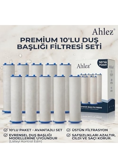 Duş Başlığı Filtresi Kireç, Klor Ve Pas Önleyici Yedek Filtre Seti 10