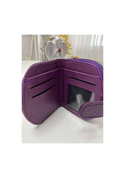 Store Çok Bölmeli Kadın Şık El Çantası Cüzdan Mor