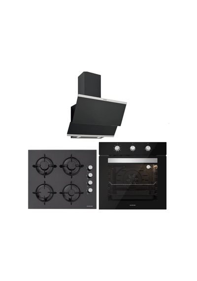 Silverline BO6503B01 - CS5349B01 - 3420 Classy 60 Siyah Cam Ankastre Set