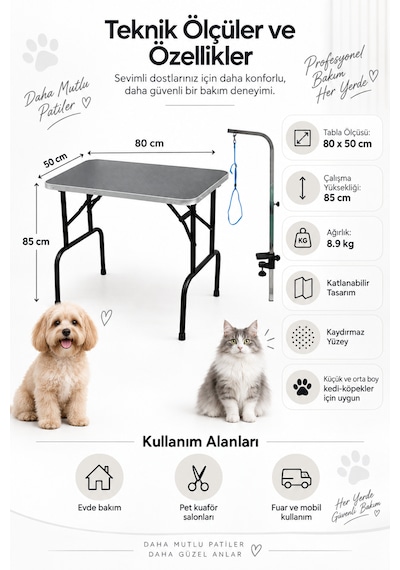 Pet Grooming Katlanabilir Siyah Taşınabilir Pet Kuaför Masası 80 Cm X 50 Cm Pet Grooming Katlanabilir Siyah Taşınabilir Pet Kuaför Masası 80 Cm X 50 Cm