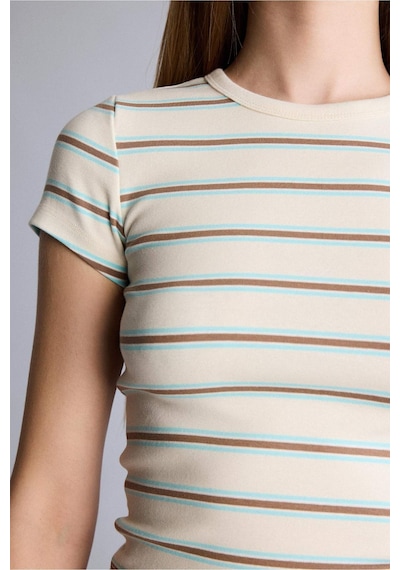 Defacto 26y801002523 Ekru Kadın T-shirt G2231ax/er98