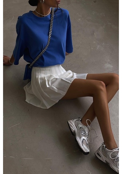 Madmext Mad Girls Beyaz Pileli Etek Mg1385
