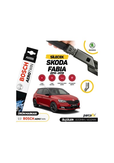 Skoda Fabia Bosch Aerotwin A555S Silecek Takımı 2015-2019