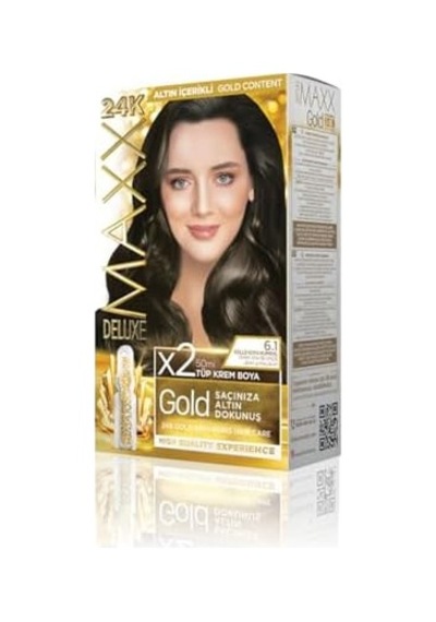 Serisi 24k Altın Parçacıklı Serum İle 1 Kutu 2 X 50 Ml Ve Geliştiriciler Saç Boyası Küllü Koyu Kumral 6.1