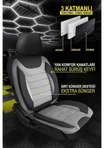 Mercedes E Serisi 2013 Ve Sonrası Uyumlu Soft Alkantra 7 Parça Süet Oto Koltuk Minderi Terletmez Gri