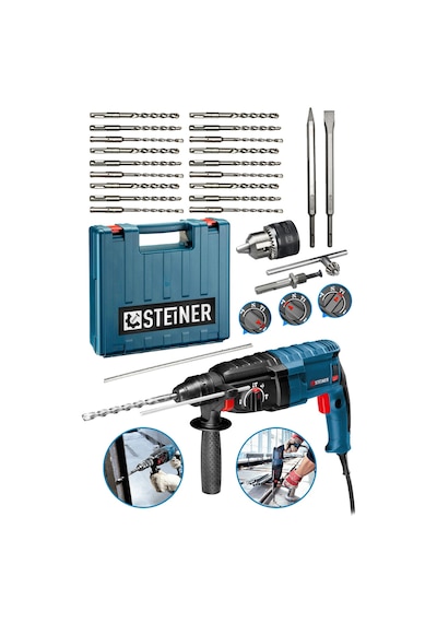 Steiner 4000 W Profesyonel Kırıcı Delici Darbeli Matkap + Uç 20 Adet + Mandren