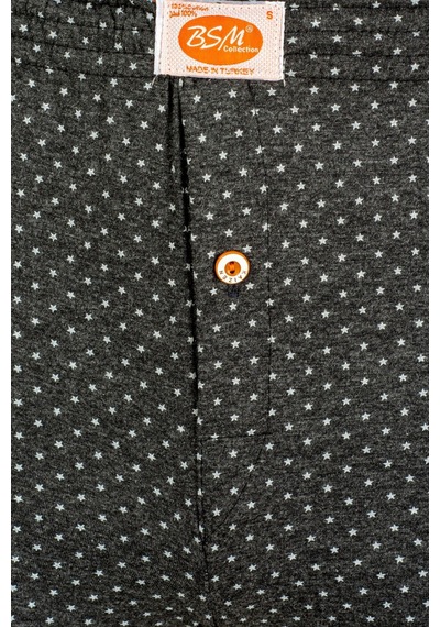 Bsm Erkek %100 Pamuklu Yıldız Baskılı Düğmeli Yumuşak Doğal Boxer Antrasıt/2xl Kırmızı