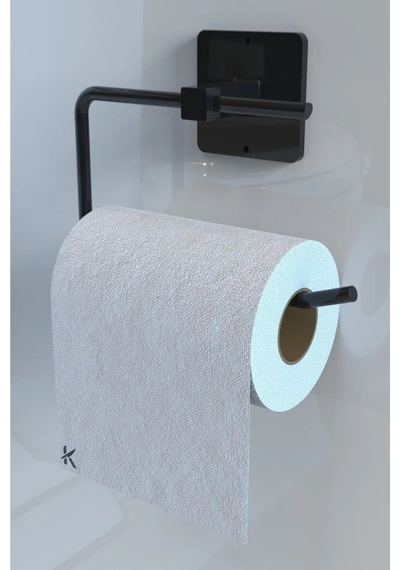 Yapışkanlı 4'lü Siyah Havlu Askısı Wc Tuvalet Kağıtlık Yuvarlak Havluluk Çubuk Havluluk Set Siyah Diğer