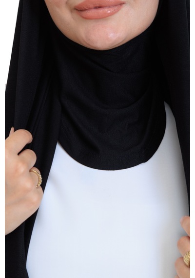 Modish Group Penye Boyun Kapamalı Şal Başörtü Hazır Giyim Turban Esnek Jersey Şal Siyah