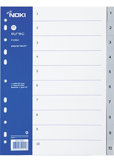 Seperatör 1-10 Rakamlı Plastik A4 59210