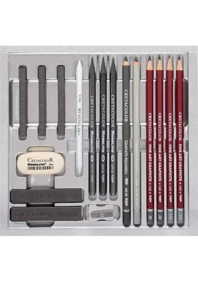 Cretacolor Silver Box Drawing Set Premium Eskiz Çizim Seti 17'li Diğer